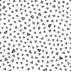 Seamless abstract hand drawn triangle pattern with hand painted irregular black outline shape in wavy movement. Graphic and modern design for scrapbooking, stationary, fashion and packaging design.