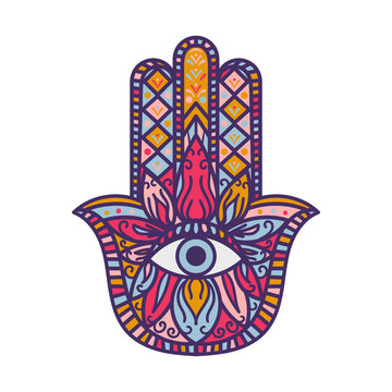 Hamsa Fatima Hand Tradition Amulet Colorful Symbol