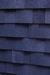 Asphalt Shingles Photo. Dark Blue Roofing Shingles Texture Background. Asphalt  Roof Shingles Texture.