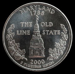 Coin 25 US cents. States and territories. Maryland