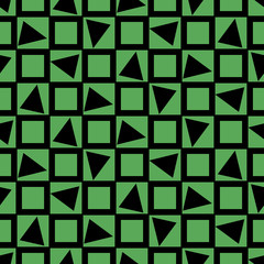 Vector bright green square and triangle shapes seamless pattern background. Perfect for fabric, scrapbooking, wallpaper projects.