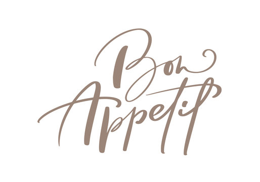 Bon Appetit Vector hand drawn text calligraphic letters. For social media, mobile apps. Blogging sign, design template, modern trend design illustration