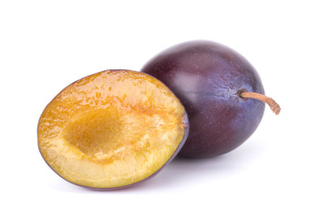 Plums isolated on White Background, closeup