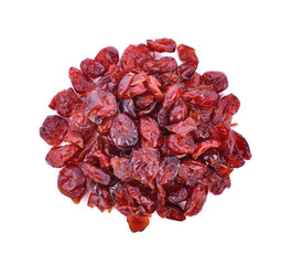Dried cranberries isolated on white background