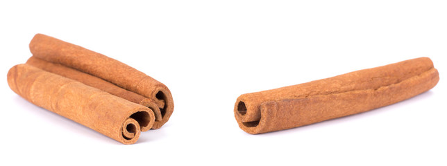 Cinnamon Sticks Stacked isolated on White background closeup macro shot