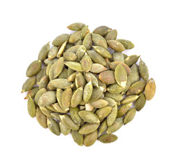 Pumpkin seeds on a white background