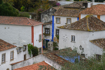Fototapeta na wymiar Rooftops of Houses in a town, Obidos, Leiria District, Portugal