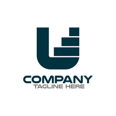 Modern staircase up and letter U logo. Vector illustration. © val1982