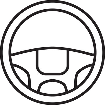 recommend clip art: Black line Steering wheel icon isolated on white background. Car wheel icon. Vector Illustration