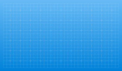 White lines on a blue background. Architectural technical grid of strokes for the plan. Blueprint paper graphic texture. Abstract backdrop pattern