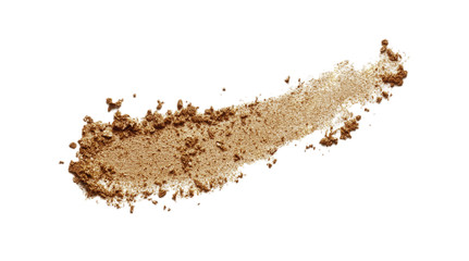 Bronzer swatch. Brown eyeshadow, shimmer face powder texture. Bronze color makeup smear isolated on white background