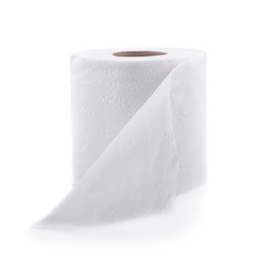 toilet paper on white background