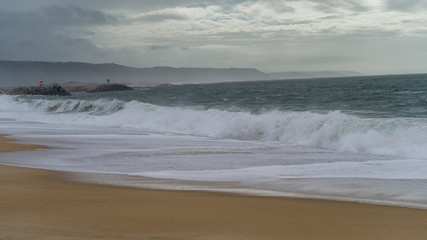Scenic view of the beach, Nazare, Portugal
