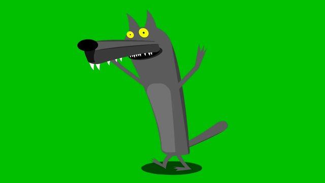 Cartoon wolf walk