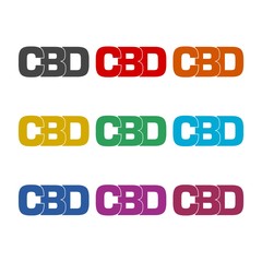 CBD color icon set isolated on white background