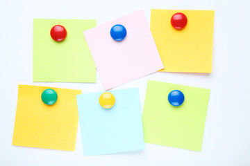 Paper sticky notes on white background