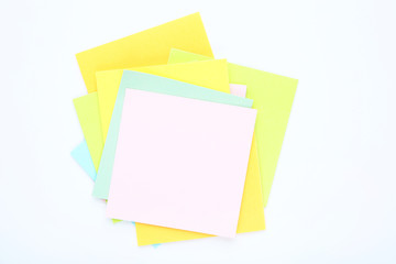 Paper sticky notes on white background
