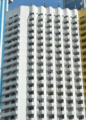 the exterior pattern of a modern apartment building in downtown shenzhen, china