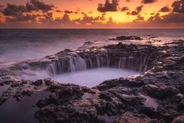 Bufadero in Gran Canaria during sunrise.