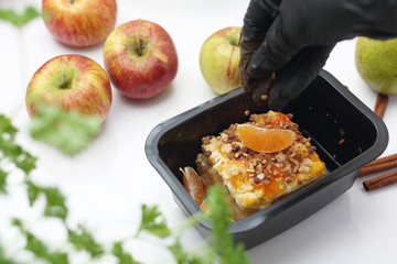 Box diet. Appetizing lunch boxes. Food delivered to your doorstep