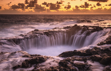 Bufadero in Gran Canaria during sunrise.