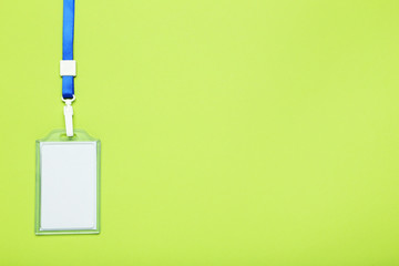 Blank white bagde on green background