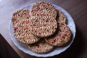 white chocolate and red fruit rice pancakes