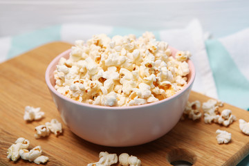 popcorn in a plate on the table