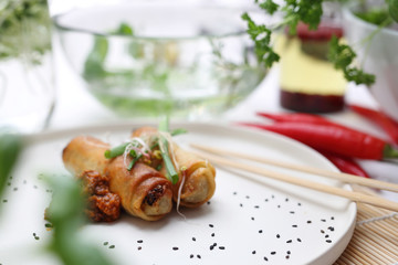 Croquettes stuffed with grilled vegetables fried in oil