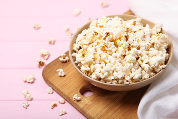 popcorn in a plate on the table