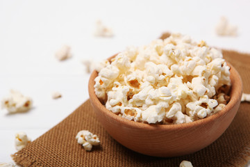 popcorn in a plate on the table