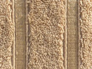 Beige towel texture. Towel surface. Top view