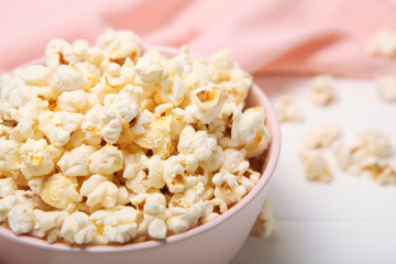 popcorn in a plate on the table