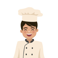 Happy chef man smiling. Isolated vector illustration