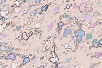 Abstract conceptual hand drawn love for valentine day. Repeat, texture, party & web.