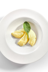 Exquisite Serving Mashed Potato or Mash on White Plate Isolated