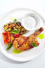 Tapaka or Tabaka Chicken with Grilled Vegetables