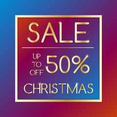 Vector banner christmas sale. Christmas discount banner on color gradient.