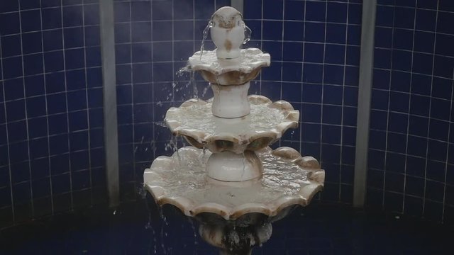 Hot mineral water fountain outdoors in Termal Yalova Turkey in slow motion