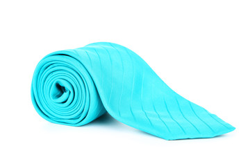 Blue necktie isolated on white background