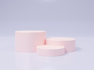 3d abstract minimal geometric forms. Glossy luxury podium for your design. Pastel color scene for show product. Fashion show stage, shopfront. Empty scene for cosmetic.