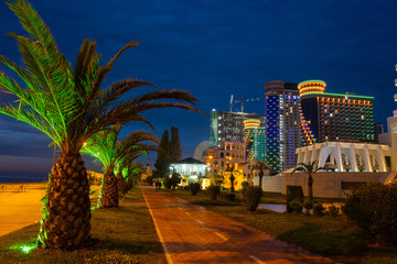 promenade for walks along the sea in the resort town in the evening