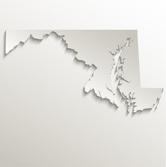 Maryland map card paper 3D natural