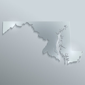 Maryland map glass card paper 3D vector