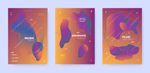 Gradient Flow Shapes. Disco Party Template. 