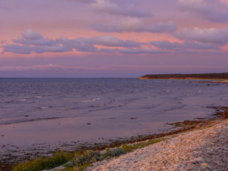 gorgeous sunset landscape background, pebble beach