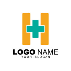 Obraz premium letter H for hospital logo, plus medical logo, cross hospital symbol