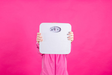 woman with weight loss, weight and diet scale