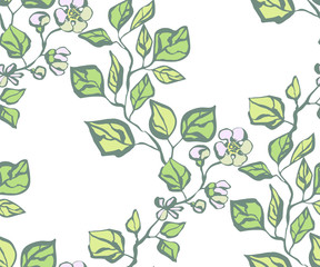 Seamless floral pattern with  sakura flowers and ornamental decorative background. Vector pattern. Print for textile, cloth, wallpaper, scrapbooking