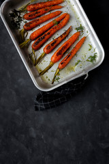 Delicious roasted carrots from above